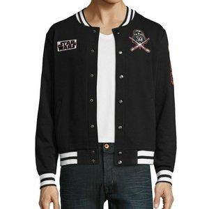 Men's Star Wars Black Varsity Bomber Jacket Darkside Snap Closure